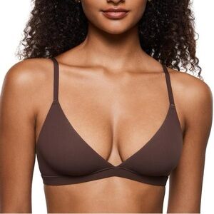 INLYRIC Women’s Triangle Bralette Unlined V Neck Wireless Bra Small Hazelnut NWT